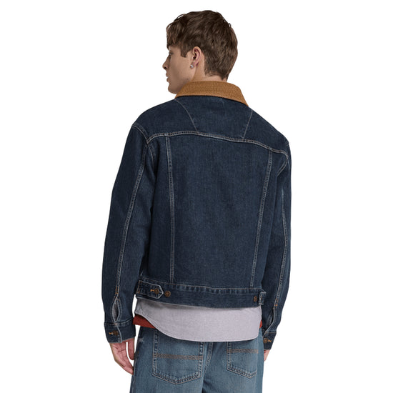 Giacca Uomo in denim con colletto in velluto modello retro