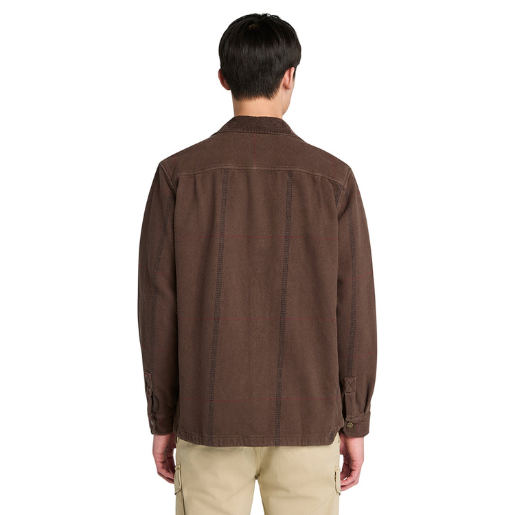 Camicia Uomo Utility con colletto in velluto a coste Marrone modello retro