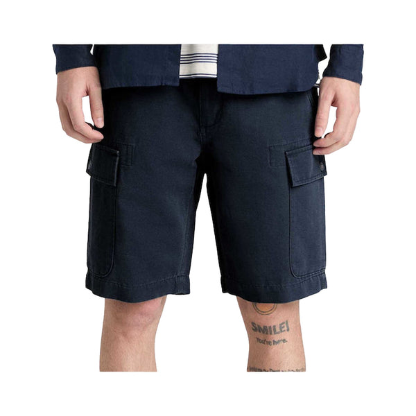 Bermuda Uomo con tasche cargo con bottone Blu frontale