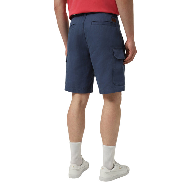 Bermuda Uomo Cargo in misto lino Blu modello retro