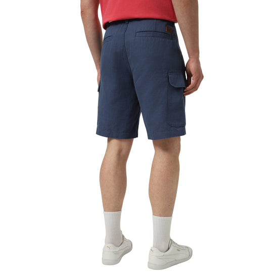 Bermuda Uomo Cargo in misto lino Blu modello retro
