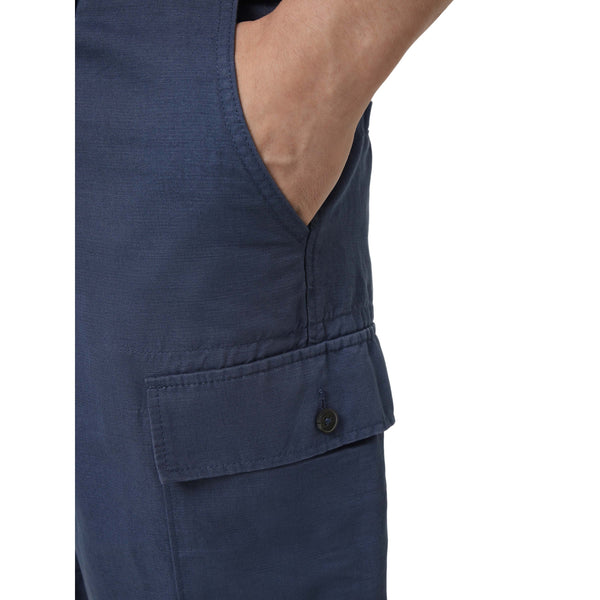 Bermuda Uomo Cargo in misto lino Blu dettaglio