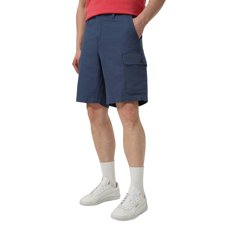 Bermuda Uomo Cargo in misto lino Blu modello frontale
