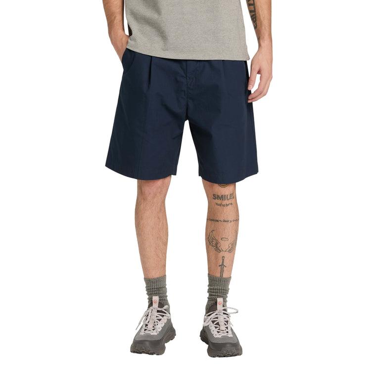 Bermuda Uomo in popeline tinta unita blu scuro modello frontale
