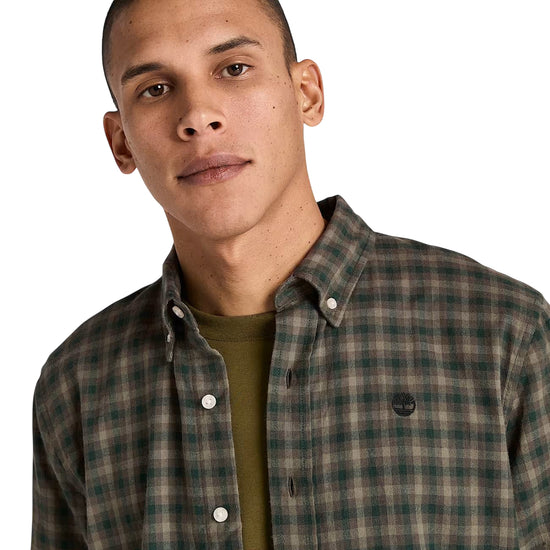 Camicia Uomo a quadretti Solucell Air Verde scuro modello frontale ravvicinato