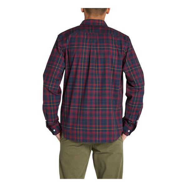 Camicia Uomo elasticizzata a quadri Bordeaux, con colletto classico 
