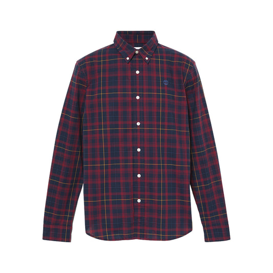 Camicia Uomo elasticizzata a quadri Bordeaux, con colletto classico 