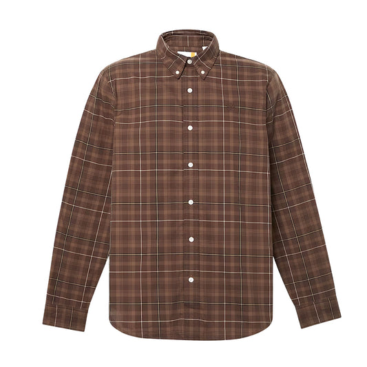 Camicia Uomo elasticizzata a quadri Marrone