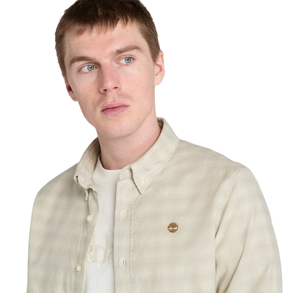 Camicia Uomo Solucell Plaid a quadri Beige dettaglio