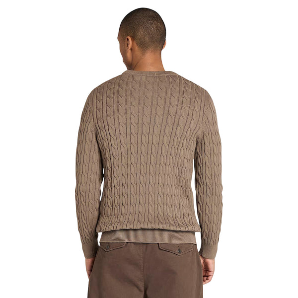 Maglione Uomo girocollo a trecce Williams River Marrone modello retro