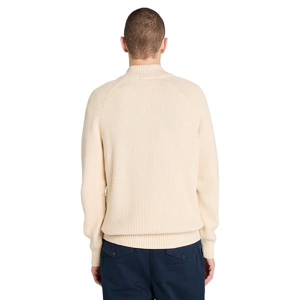 Maglione Uomo con zip a 1/4 Williams River Beige modello retro