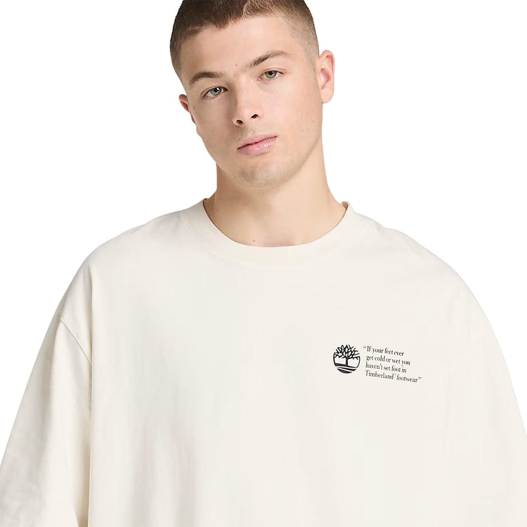 t-shirt a girocollo unisex in bianco con stampa fronte e retro
