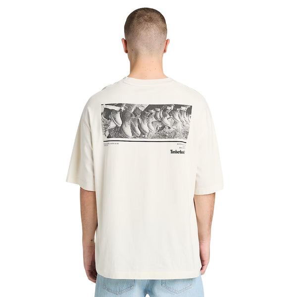 t-shirt a girocollo unisex in bianco con stampa fronte e retro