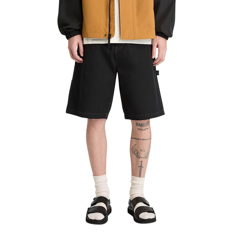 Shorts Unisex stile carpentiere effetto lavato Nero modello