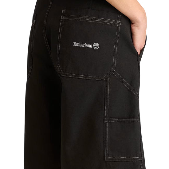 Shorts Unisex stile carpentiere effetto lavato Nero dettaglio