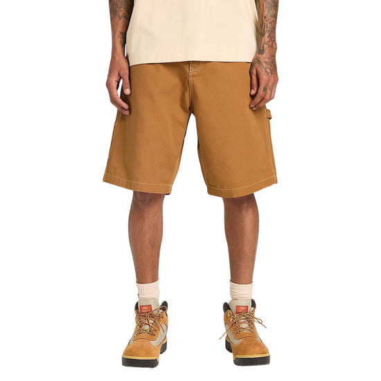 Shorts Unisex stile carpentiere effetto lavato Giallo modello