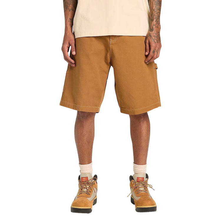 Shorts Unisex stile carpentiere effetto lavato Giallo modello