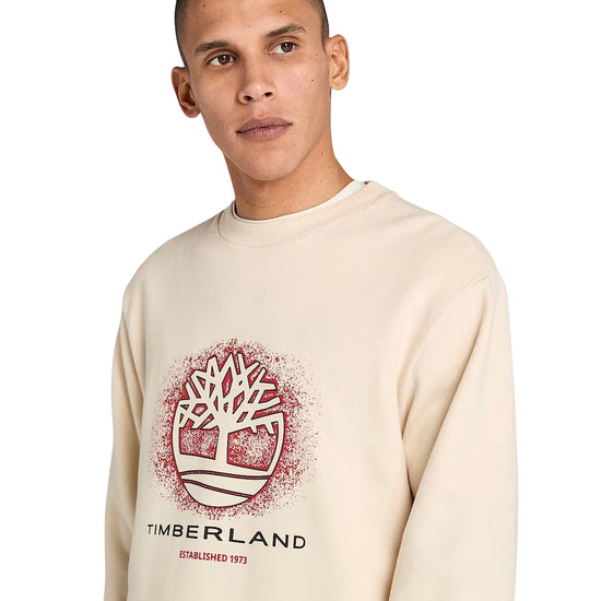 Felpa Uomo con motivo grafico stagionale Beige modello frontale ravvicinato