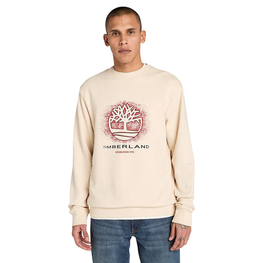 Felpa Uomo con motivo grafico stagionale Beige modello frontale