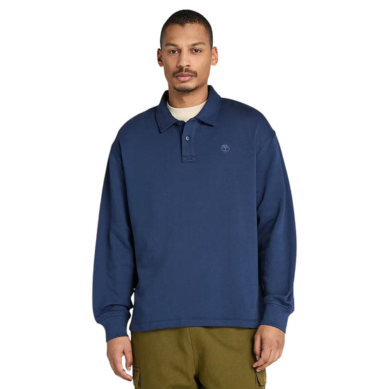 Felpa Uomo stile polo Blu scuro modello frontale