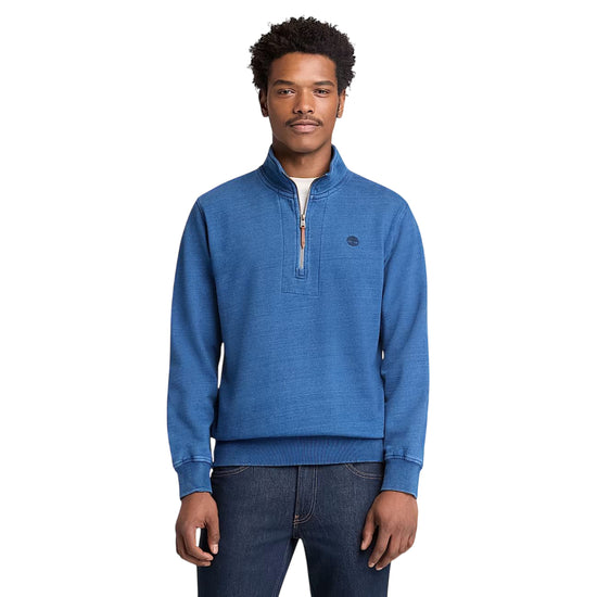 Felpa con zip da uomo in blu