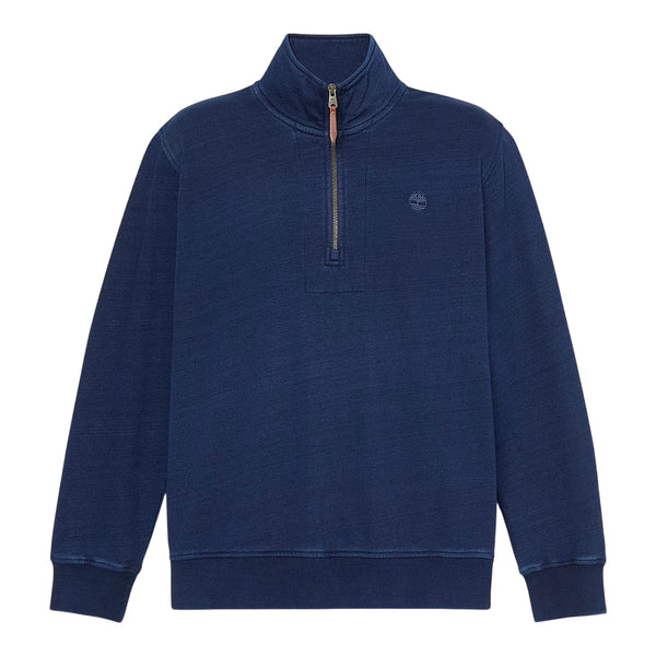Felpa con zip da uomo in blu scuro