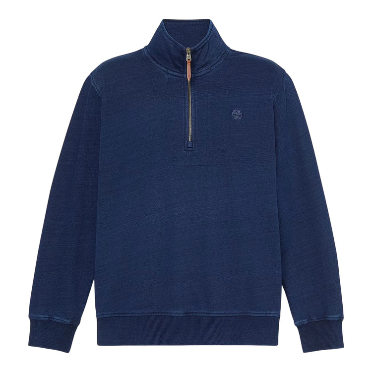 Felpa con zip da uomo in blu scuro