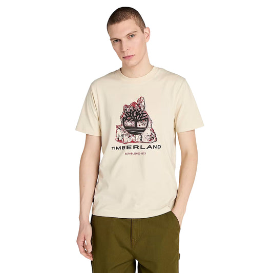 T-shirt Uomo con grafica stagionale e logo albero Beige modello frontal