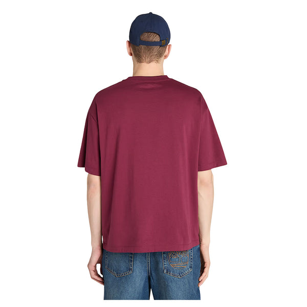 T-shirt Uomo con doppio logo Hampton Bordeaux modello retro