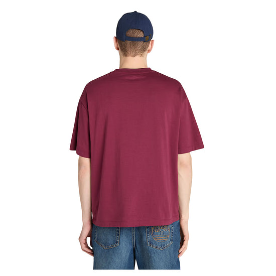 T-shirt Uomo con doppio logo Hampton Bordeaux modello retro