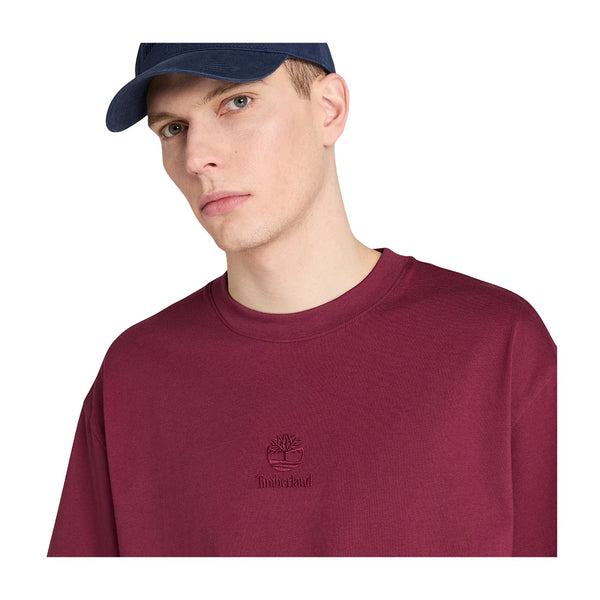 T-shirt Uomo con doppio logo Hampton Bordeaux modello frontale ravvicinato