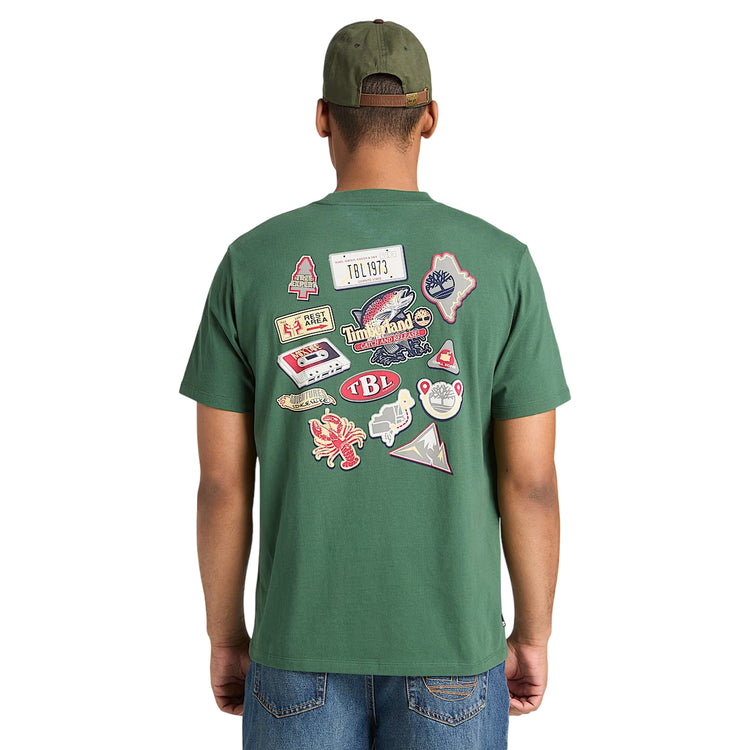 t-shirt con grafica da uomo in verde scuro