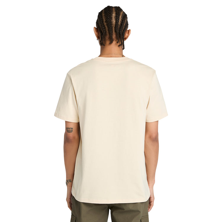 T-shirt Uomo Beige con patch logo ad albero modello retro