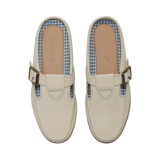 Mocassini da barca di pelle da donna in beige chiaro