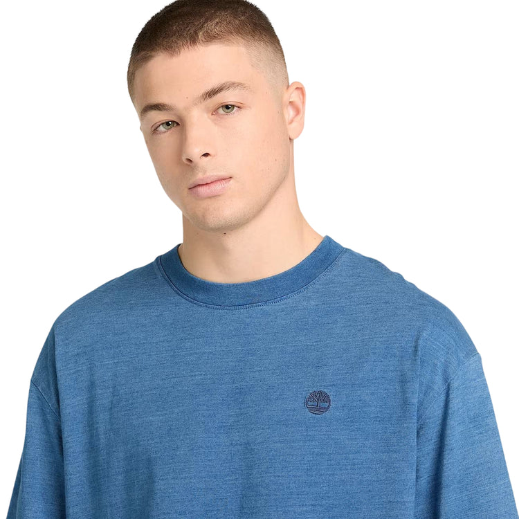 T-shirt Indigo da uomo in blu chiaro con logo ricamato