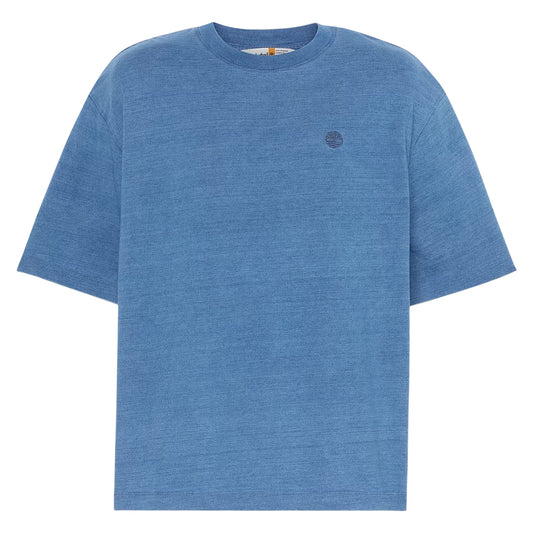 T-shirt Indigo da uomo in blu chiaro con logo ricamato