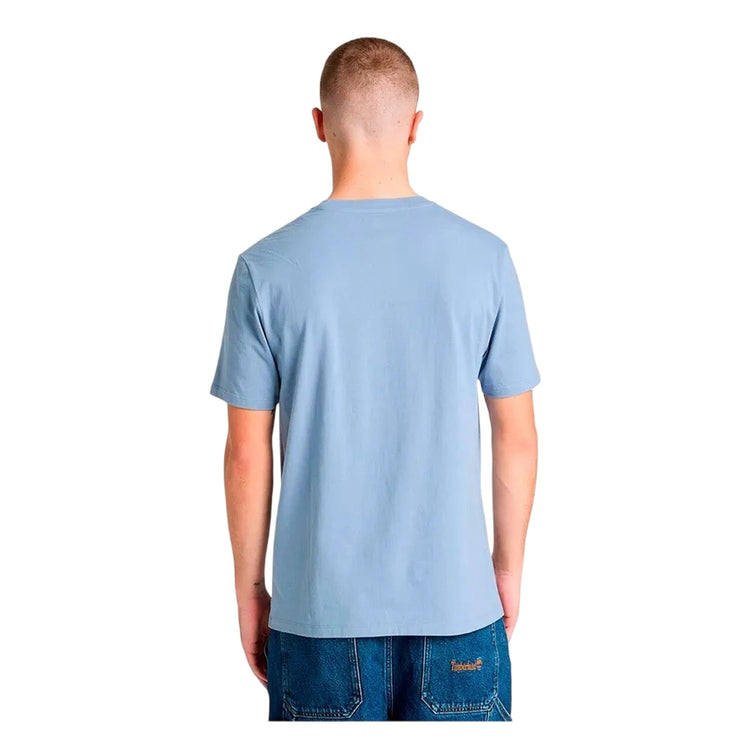 T-shirt da uomo azzurra con logo centrale