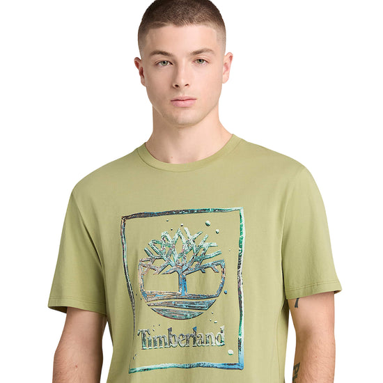 T-shirt da Uomo verde chiaro con logo centrale