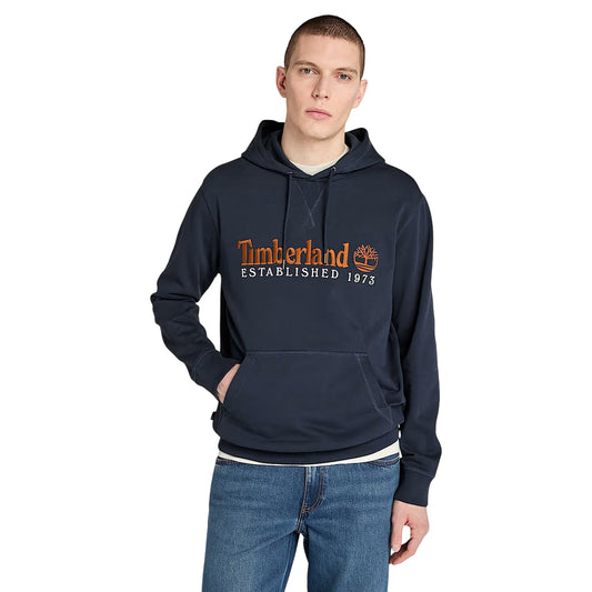 Felpa Uomo con cappuccio Established 1973 Blu scuro modello frontale