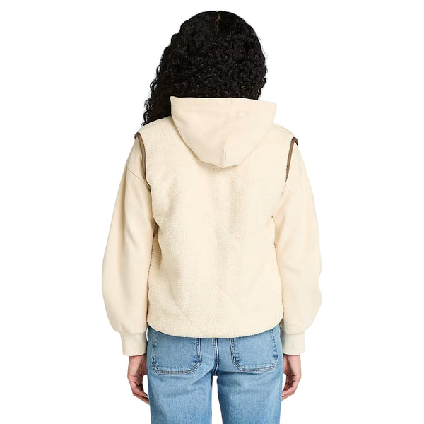 Gilet Donna in pile double face Beige modella retro