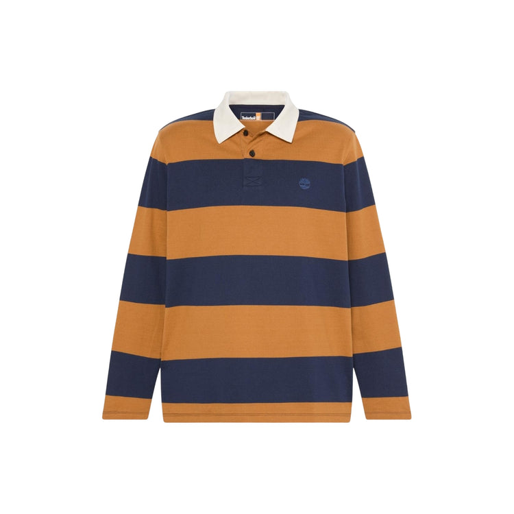 Polo Uomo a maniche lunghe a righe giallo/blu