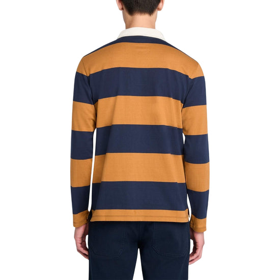 Polo Uomo a maniche lunghe a righe giallo/blu modello retro