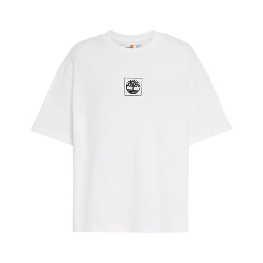 T-shirt Unisex Building Block Bianca, con maxi stampa e logo sul petto