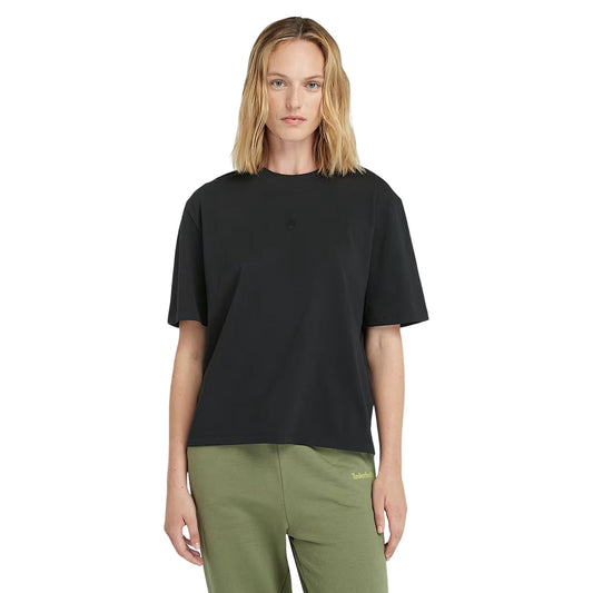 T-shirt Donna Maniche Corte Lush Nero modella frontale