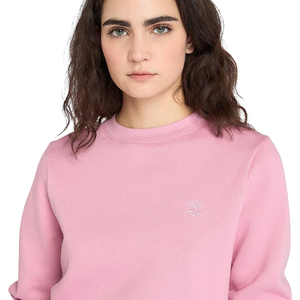 Felpa Donna con rovescio spazzolato Exter River Rosa modella frontale ravvicinata