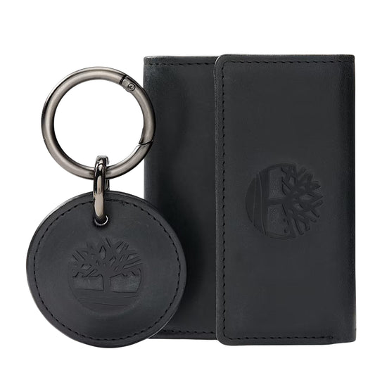 Set con portafoglio e portachiavi Trifold Nero