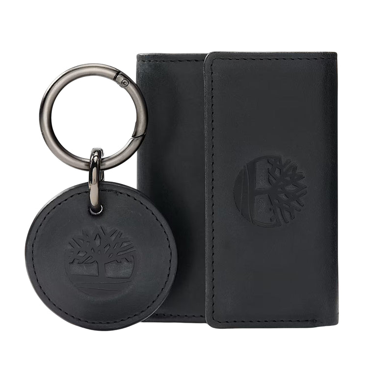 Set con portafoglio e portachiavi Trifold Nero