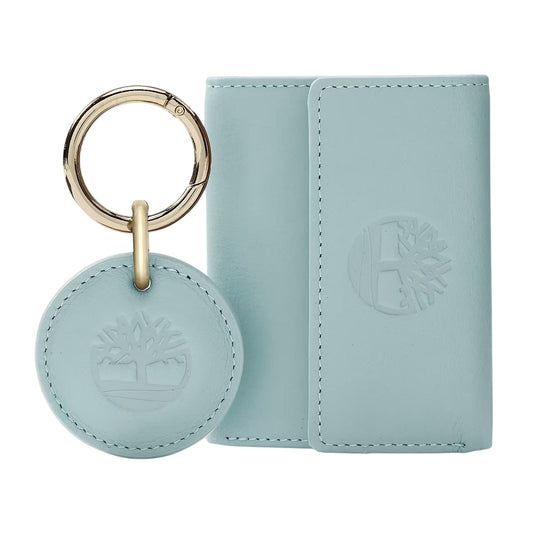 Set con portafoglio e portachiavi Trifold Celeste