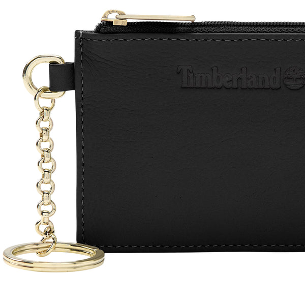 Portacarte Donna in pelle nera con portachiavi