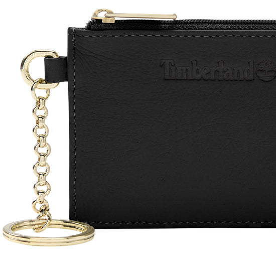 Portacarte Donna in pelle nera con portachiavi